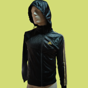 Casaco Adidas - Com Capuz - Preto riscas douradas