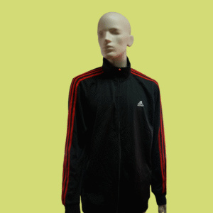Casaco Adidas - Sem Capuz - Preto riscas vermelhas
