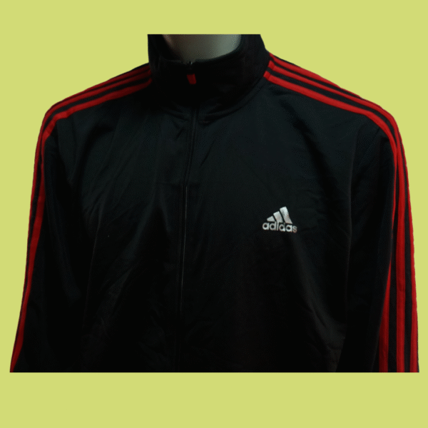 Casaco Adidas - Sem Capuz - Preto riscas vermelhas - Image 2