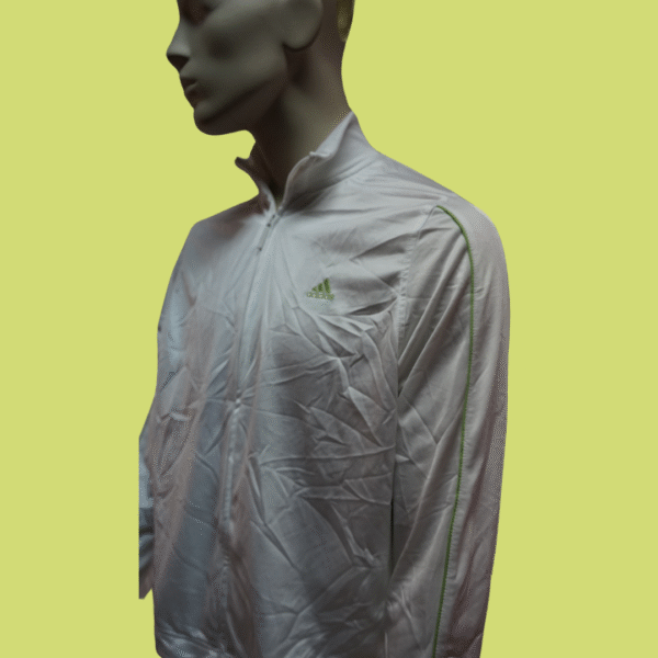 Casaco Adidas - Sem Capuz - Branco riscas verdes - Image 2