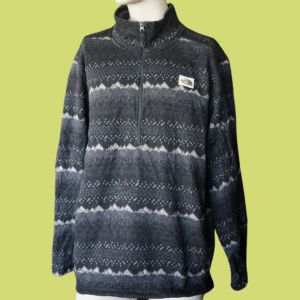 Camisola Polar The North Face Cinzenta com Padrão Invernal – Fecho a Meio